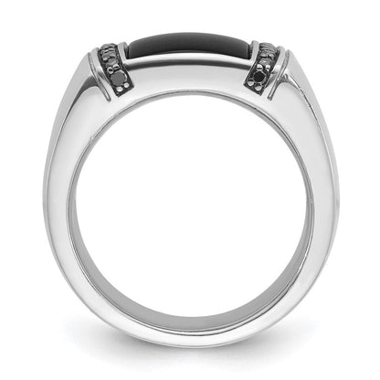 14K Weißgold Herren Onyx und 1/4 Karat Schwarz Diamant Komplett Ring