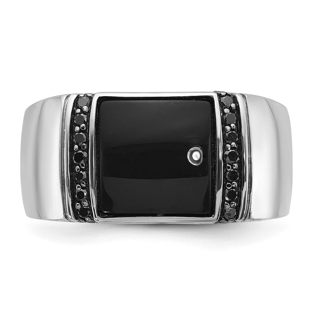 14K Weißgold Herren Onyx und 1/4 Karat Schwarz Diamant Komplett Ring