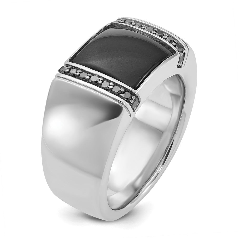 14K Weißgold Herren Onyx und 1/4 Karat Schwarz Diamant Komplett Ring