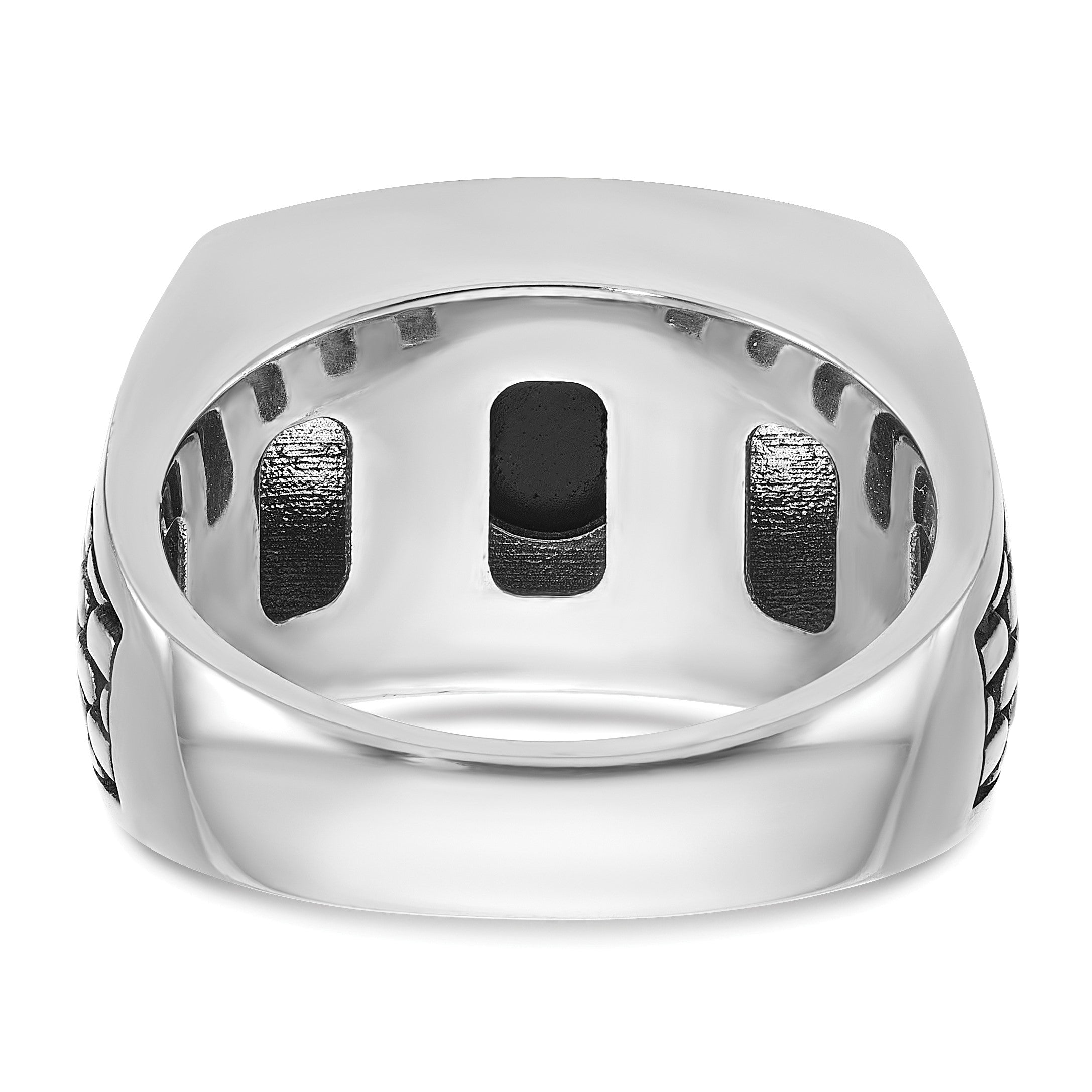 14K Weißgold Herrenring mit Schwarzrhodium und Onyx