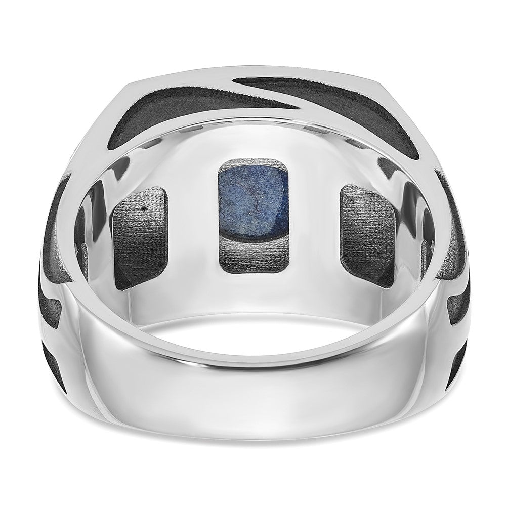 14K Weißgold mit Schwarzrhodinierung Herren-Siegelring mit Lapislazuli