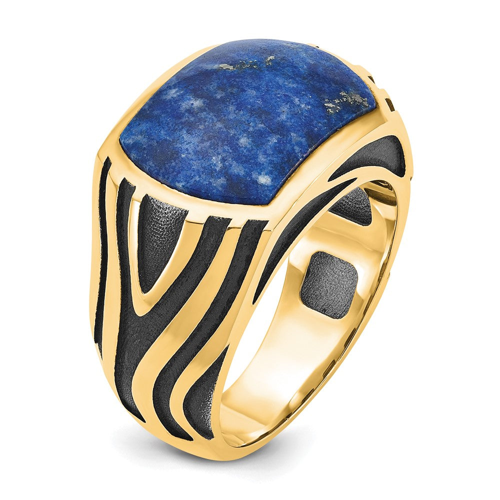 14K Gelbgold mit Schwarz Rhod Ibgoodman Herren Lapis Komplett Ring