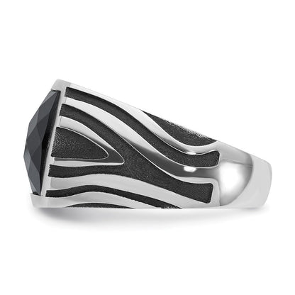 14K Weißgold Herrenring mit Schwarzrhodinierung und Onyx, komplett