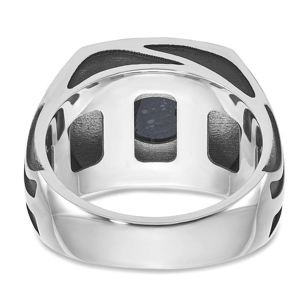 14K Weißgold Herrenring mit Schwarzrhodinierung und Onyx, komplett
