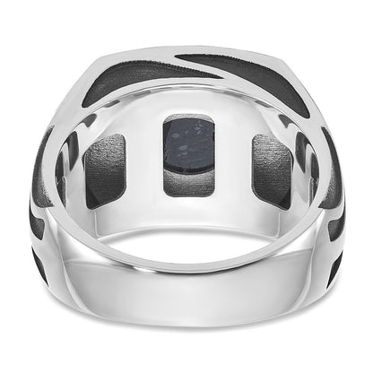14K Weißgold Herrenring mit Schwarzrhodinierung und Onyx, komplett