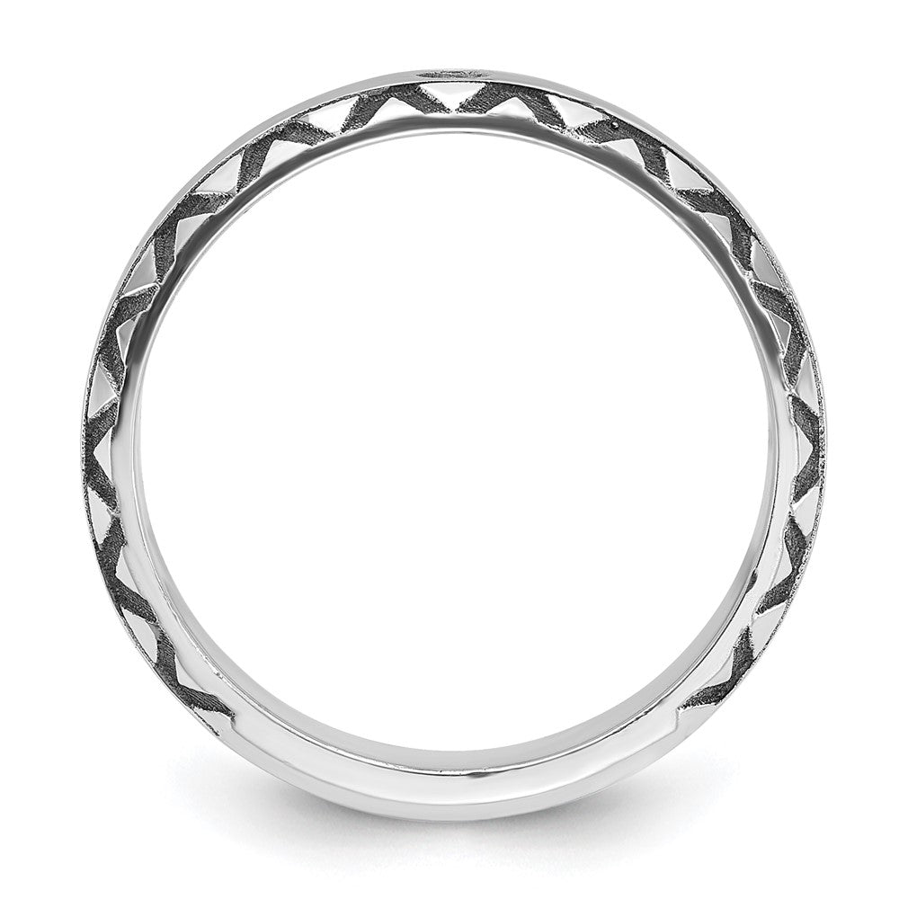 14K Weißgold mit Schwarzrhodinierung Herren Ring mit Diamant, satiniert, komplett