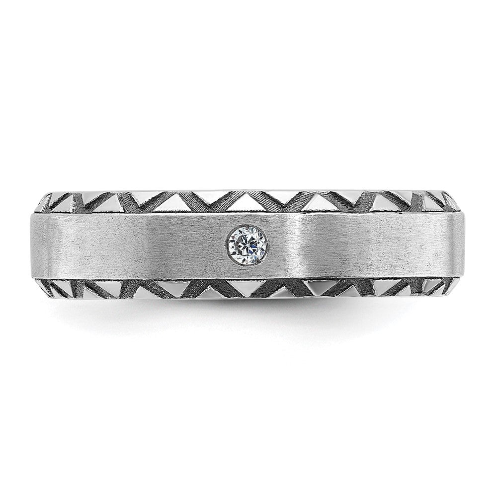 14K Weißgold mit Schwarzrhodinierung Herren Ring mit Diamant, satiniert, komplett