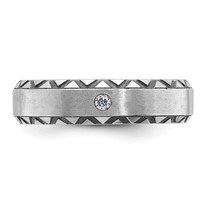 14K Weißgold mit Schwarzrhodinierung Herren Ring mit Diamant, satiniert, komplett