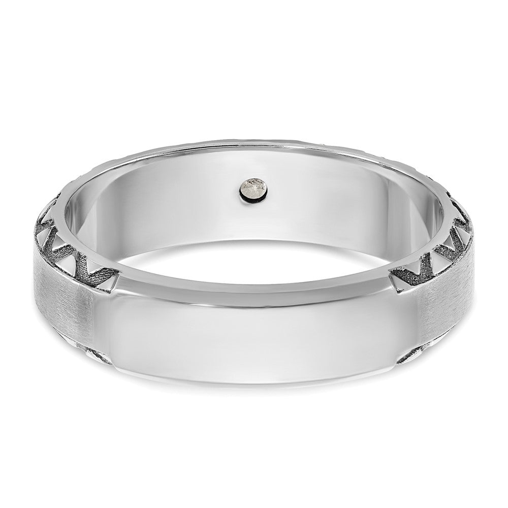 14K Weißgold mit Schwarzrhodinierung Herren Ring mit Diamant, satiniert, komplett