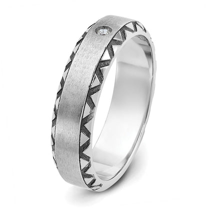 14K Weißgold mit Schwarzrhodinierung Herren Ring mit Diamant, satiniert, komplett