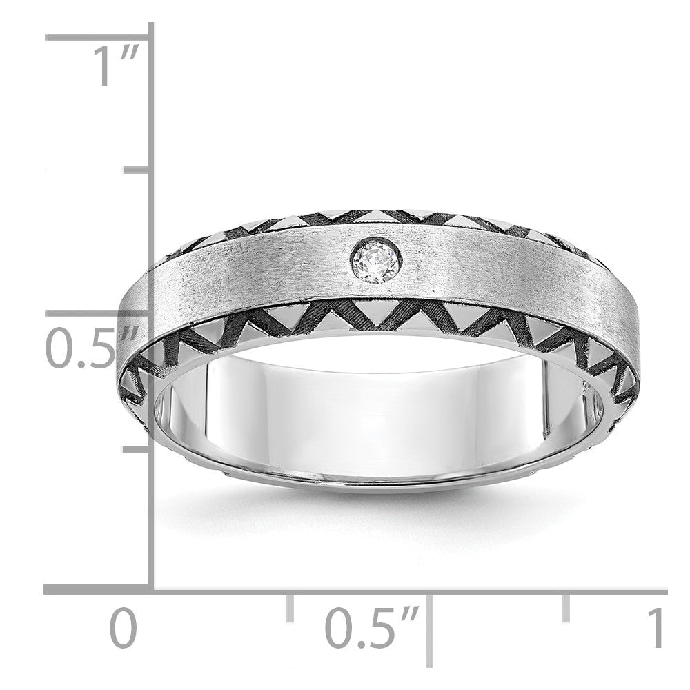 14K Weißgold mit Schwarzrhodinierung Herren Ring mit Diamant, satiniert, komplett