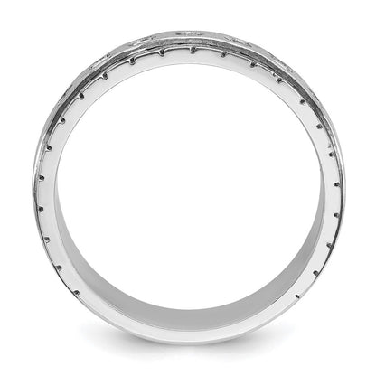 14K Weißgold Herren-Ring, poliert und satiniert, mit 0,25K Diamanten, komplett besetzt