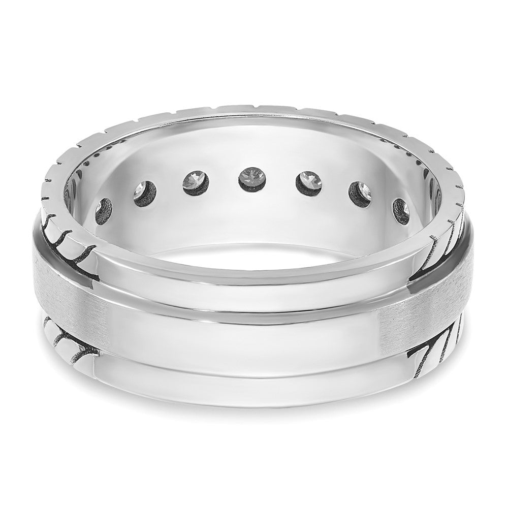 14K Weißgold Herren-Ring, poliert und satiniert, mit 0,25K Diamanten, komplett besetzt