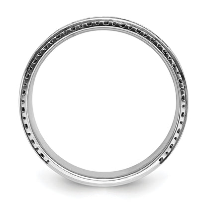 14K Weißgold mit Schwarzrhodium Herren-Siegelring, satiniert, 0,2K Diamanten