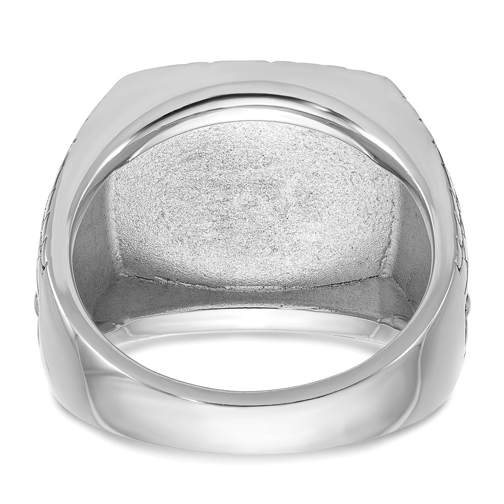 14K Weißgold Herren-Siegelring mit Stern und antikisiertem Onyx