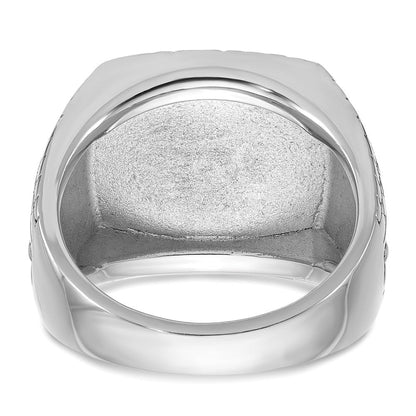 14K Weißgold Herren-Siegelring mit Stern und antikisiertem Onyx