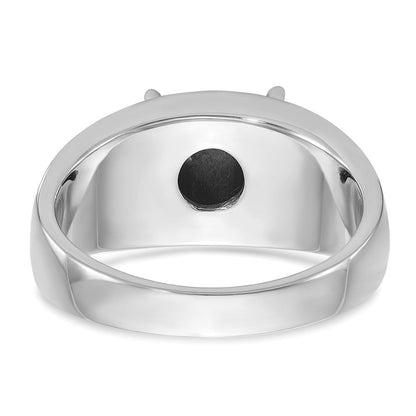 14K Weißgold Herrenring mit Schwarzrhodinierung und imitiertem grauem Katzenauge, komplett