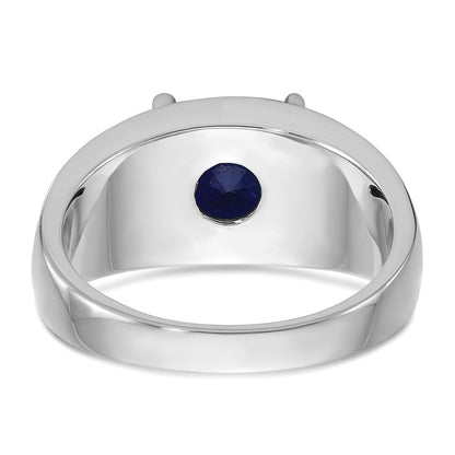 14K Weißgold mit schwarzem Rhodium Herren-Ring mit synthetischem Saphir