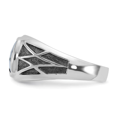14K Weißgold mit Schwarz Rhodium Ibgoodman Herren Erzeugt Saphir Komplett Ring