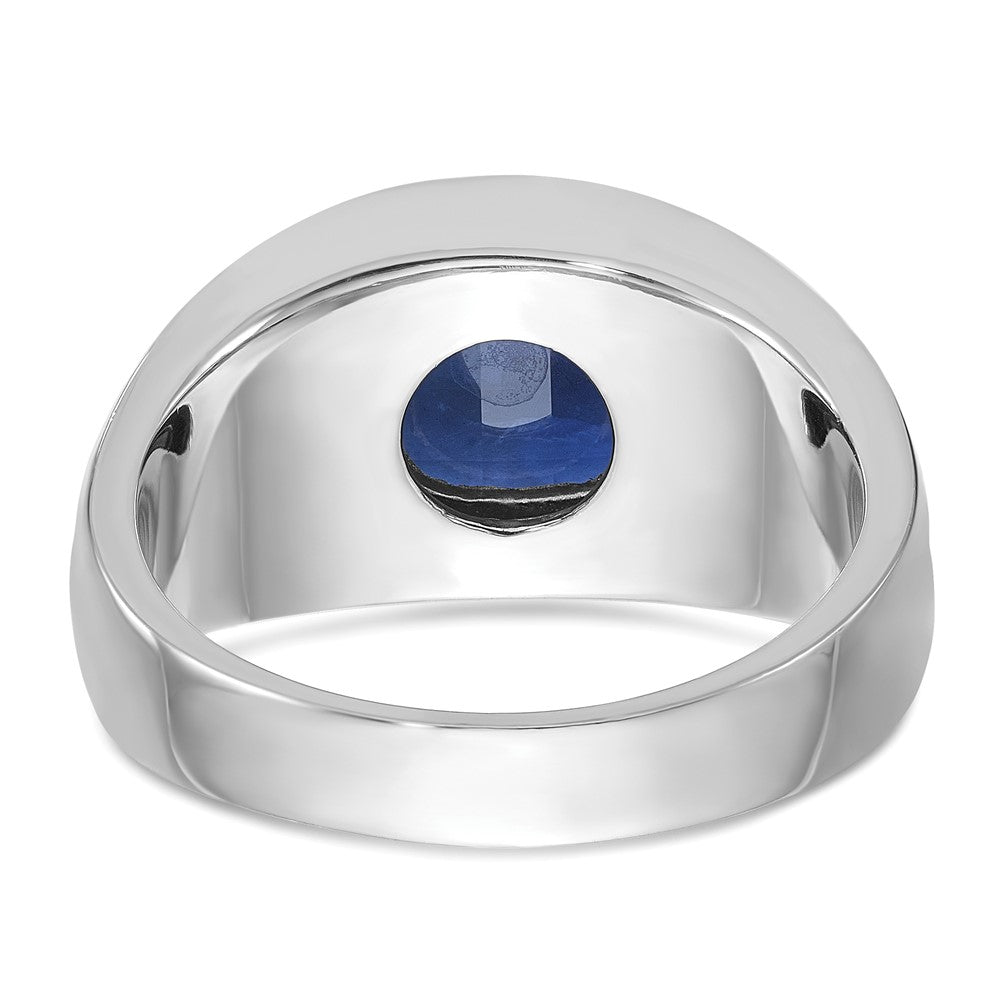 14K Weißgold mit Schwarz Rhodium Ibgoodman Herren Erzeugt Saphir Komplett Ring