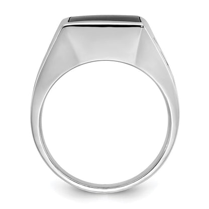 14K Weißgold mit Schwarzrhodinierung Herren-Ring mit Onyx, komplett