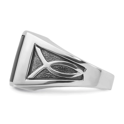 14K Weißgold mit Schwarzrhodinierung Herren-Ring mit Onyx, komplett