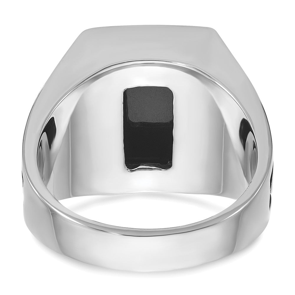 14K Weißgold mit Schwarzrhodinierung Herren-Ring mit Onyx, komplett