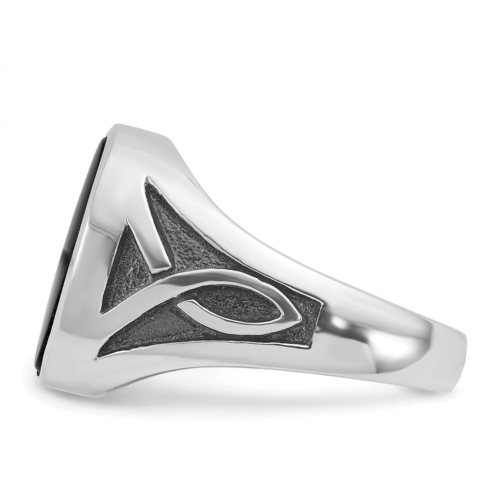 14K Weißgold Ring mit Schwarzrhodinium für Herren mit Onyx