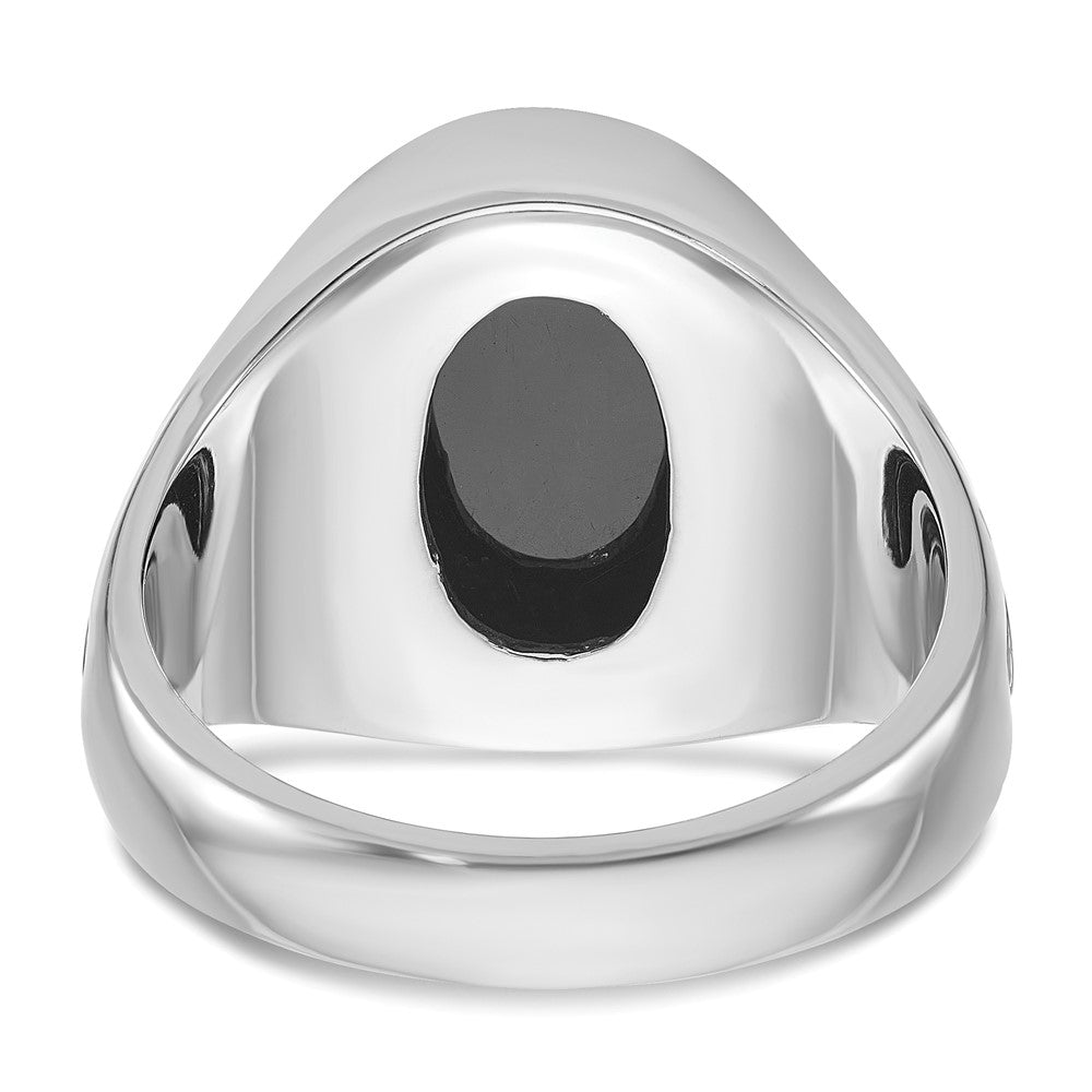 14K Weißgold Ring mit Schwarzrhodinium für Herren mit Onyx