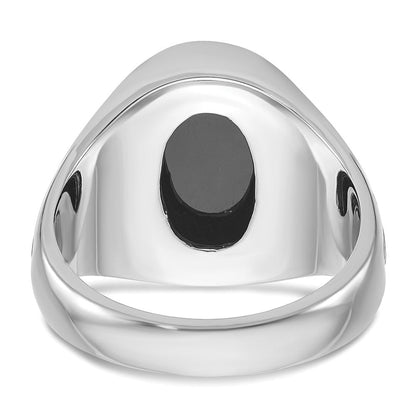 14K Weißgold Ring mit Schwarzrhodinium für Herren mit Onyx