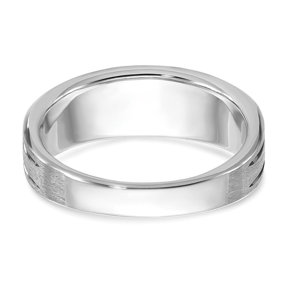 14K Weißgold Herren Satiniert Im Labor Erzeugt Saphir und 1/15 Karat Diamant Komplett Ring