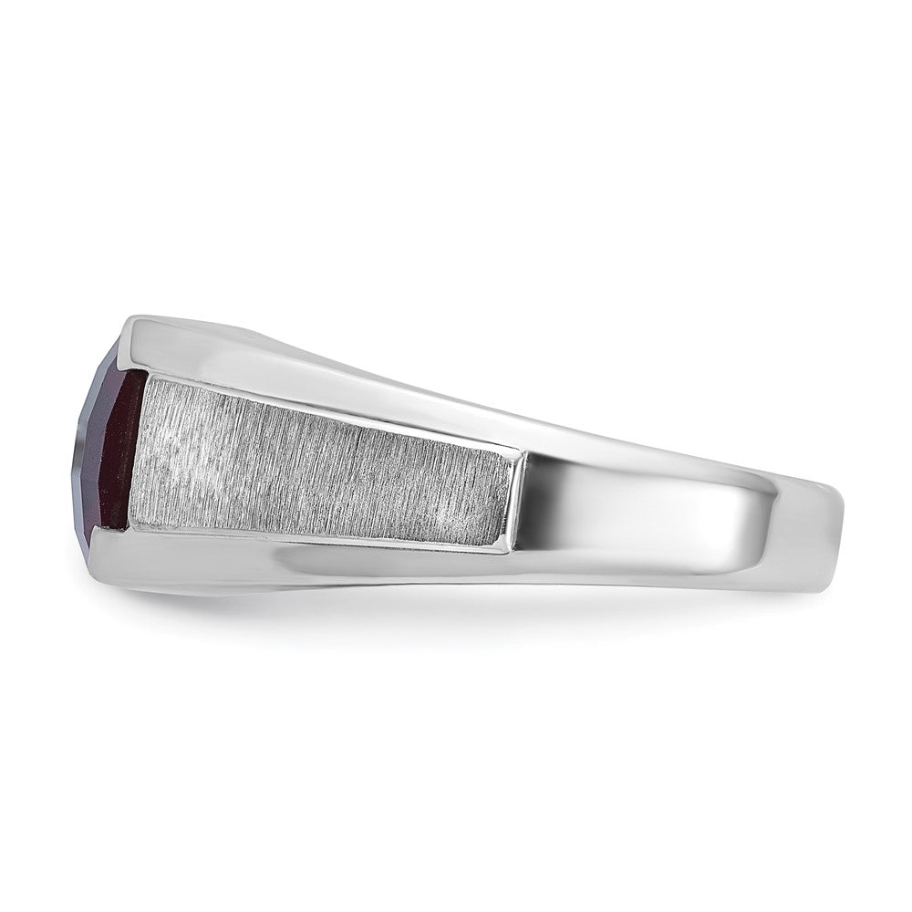 14K Weißgold Herren Erzeugt Granat und 1/20 Karat Diamant Komplett Ring