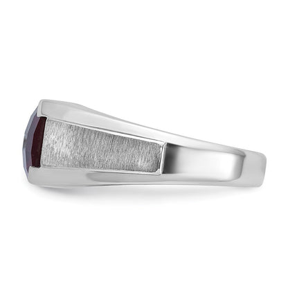 14K Weißgold Herren Erzeugt Granat und 1/20 Karat Diamant Komplett Ring