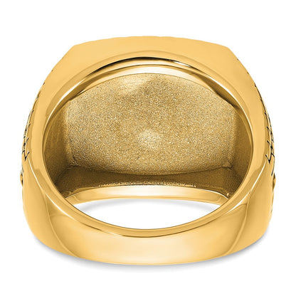 10K Gelbgold 10K Poliert und Antikisiert Stern Onyx Diamant Herren Ring