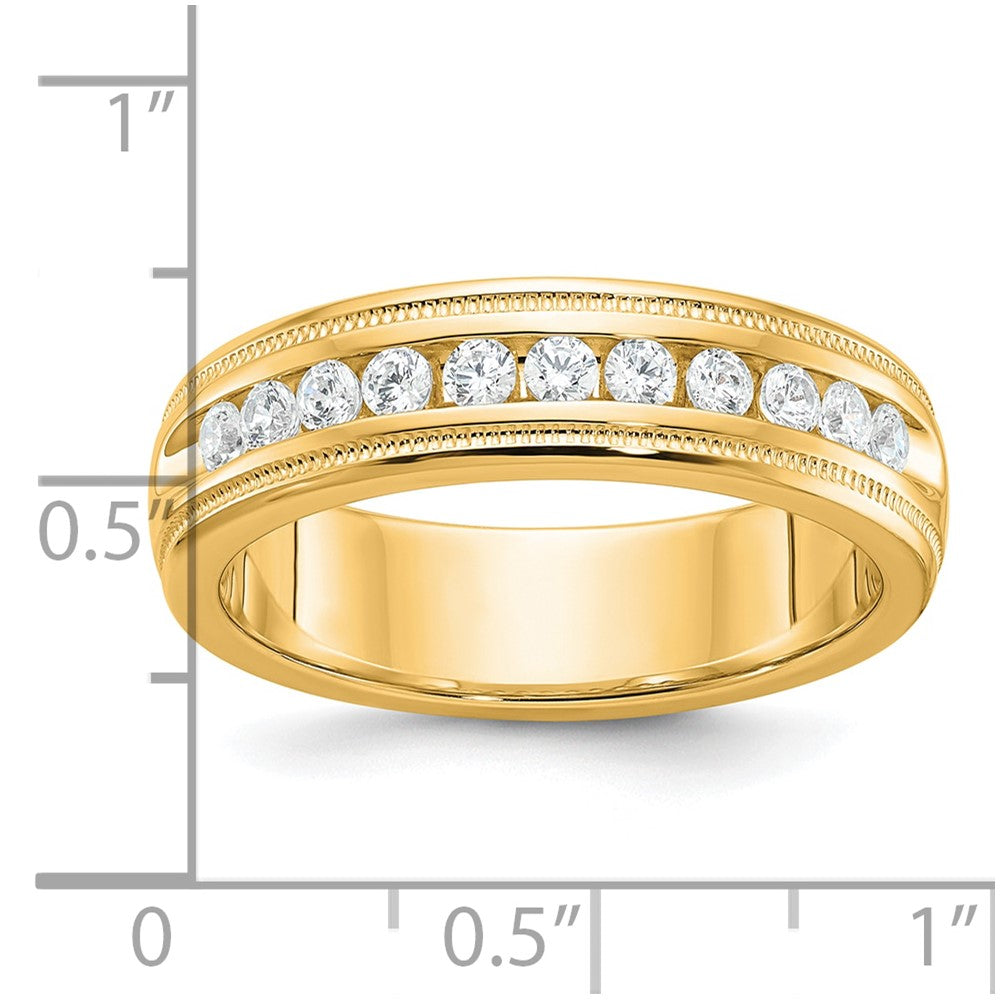 10K Gelbgold Ibgoodman Herren Poliert und Milgrain 11-stone 1/2 Karat A Qualität Diamant Ring