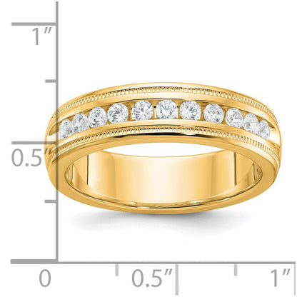 10K Gelbgold Ibgoodman Herren Poliert und Milgrain 11-stone 1/2 Karat A Qualität Diamant Ring