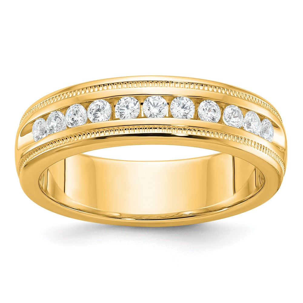 10K Gelbgold Ibgoodman Herren Poliert und Milgrain 11-stone 1/2 Karat A Qualität Diamant Ring