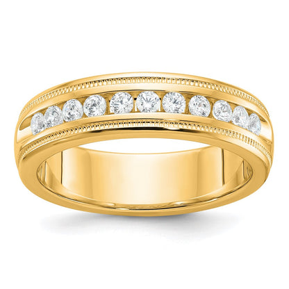 10K Gelbgold Ibgoodman Herren Poliert und Milgrain 11-stone 1/2 Karat A Qualität Diamant Ring
