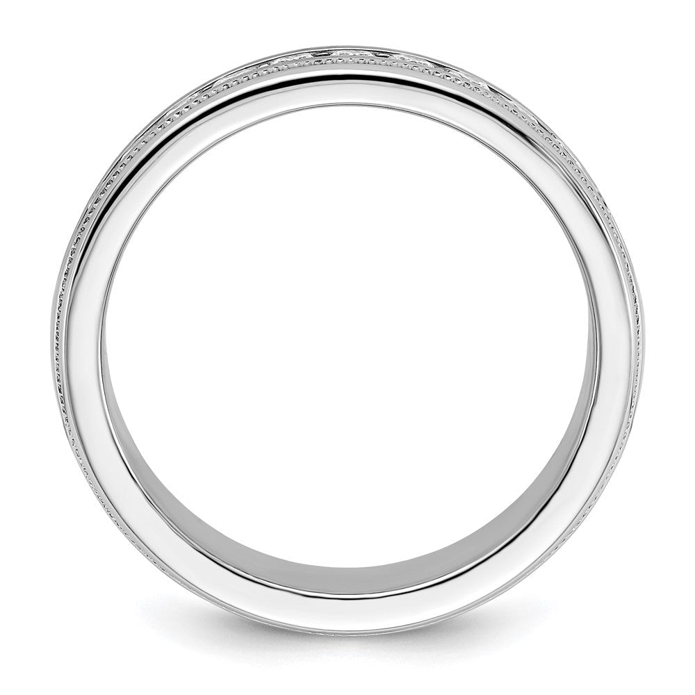 14K Weißgold Herren Ring mit 0,5K Diamant und Milgrain-Fassung