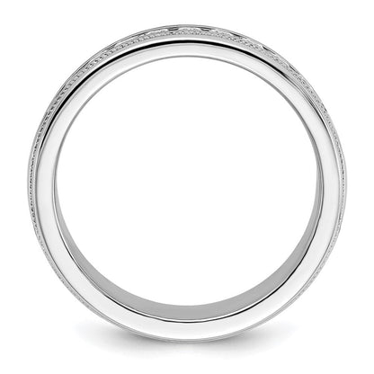 14K Weißgold Herren Ring poliert mit Milgrain-Muster und 11 Steinen, 0,5 ct. Labor gezüchteten Diamanten