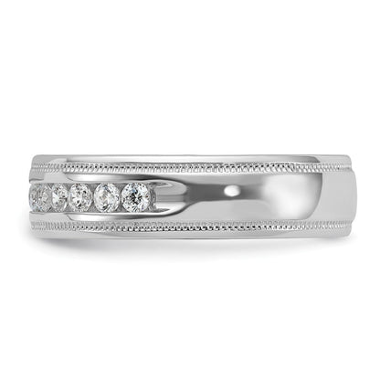 14K Weißgold Herren Ring mit 0,5K Diamant und Milgrain-Fassung
