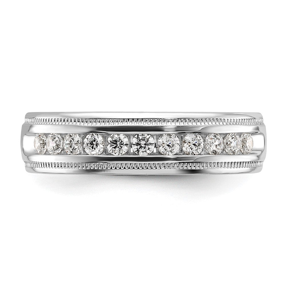 14K Weißgold Herren Ring mit 0,5K Diamant und Milgrain-Fassung