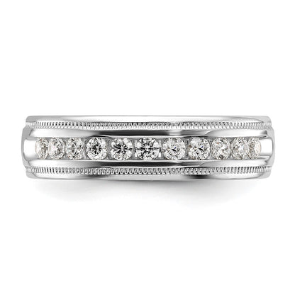 14K Weißgold Herren Ring mit 0,5K Diamant und Milgrain-Fassung