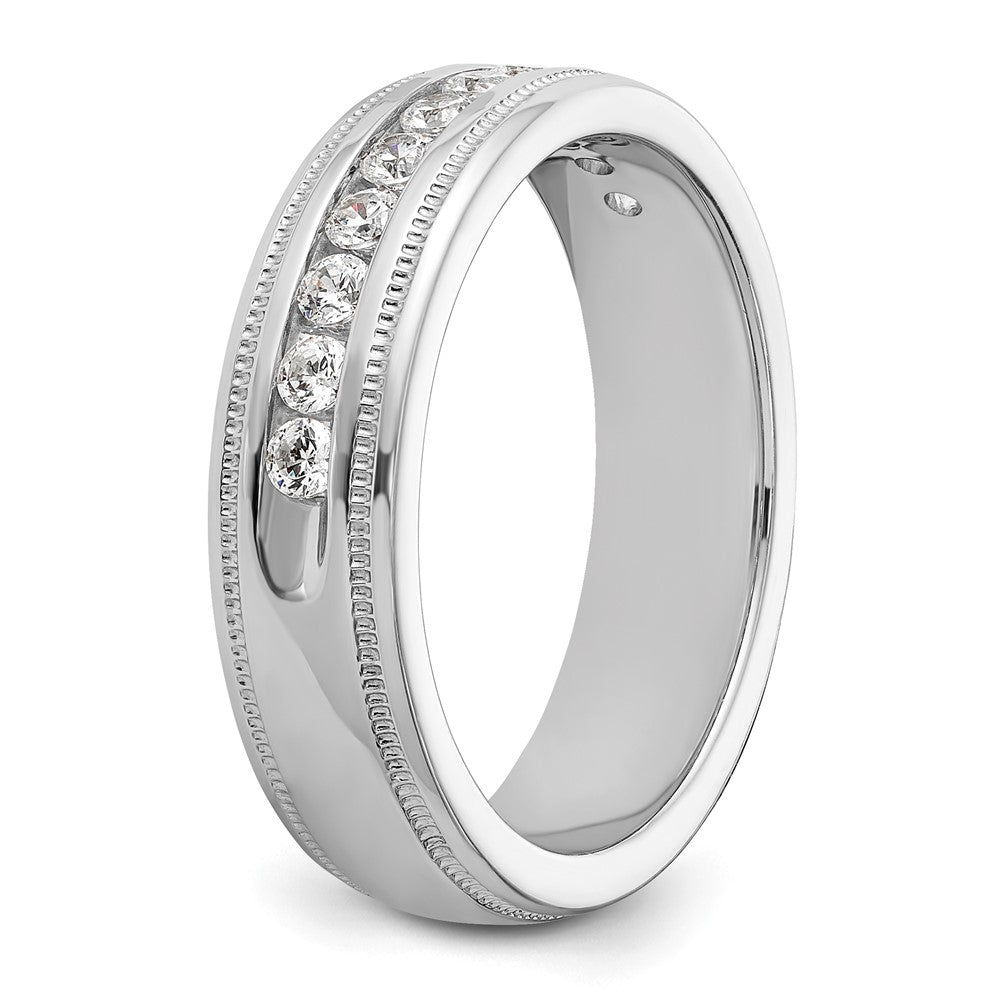 14K Weißgold Herren Ring mit 0,5K Diamant und Milgrain-Fassung