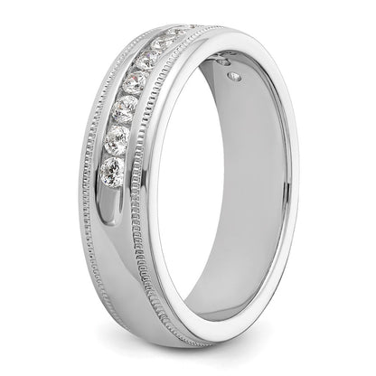 14K Weißgold Herren Ring mit 0,5K Diamant und Milgrain-Fassung