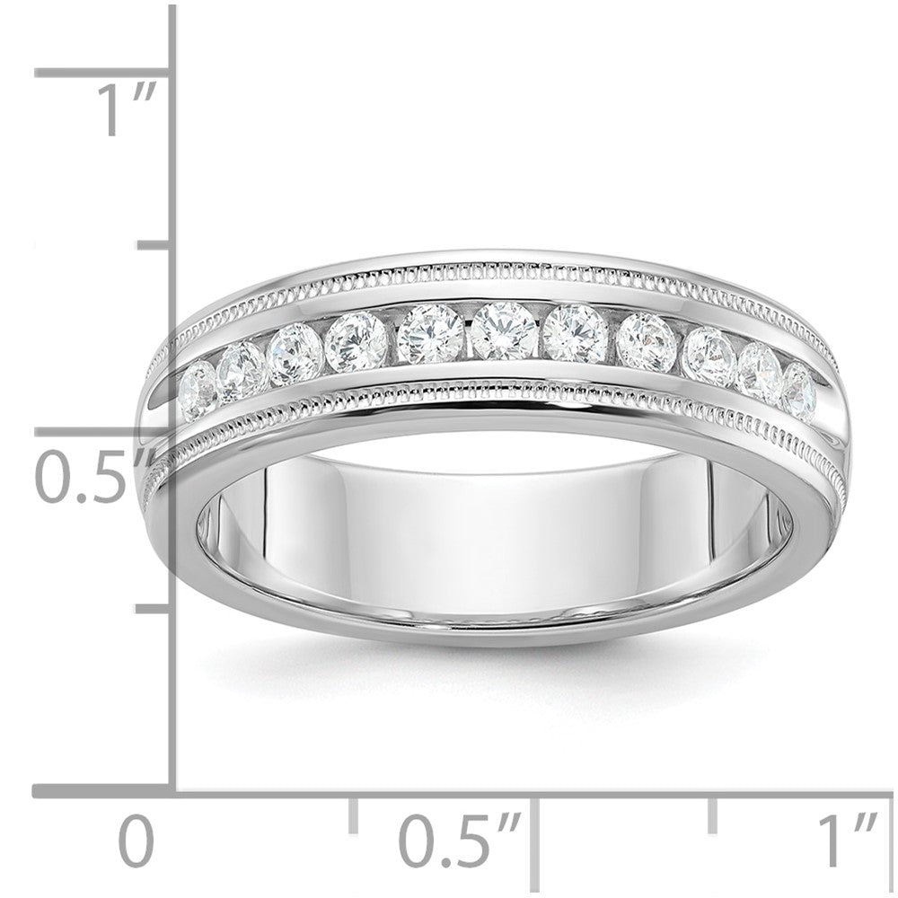 14K Weißgold Herren Ring mit 0,5K Diamant und Milgrain-Fassung