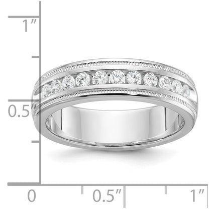 14K Weißgold Herren Ring mit 0,5K Diamant und Milgrain-Fassung
