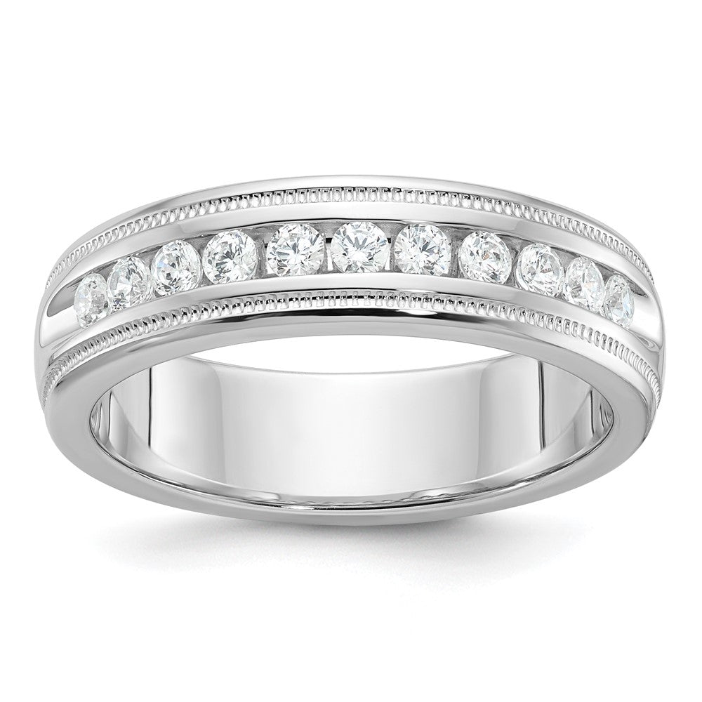 14K Weißgold Herren Ring mit 0,5K Diamant und Milgrain-Fassung