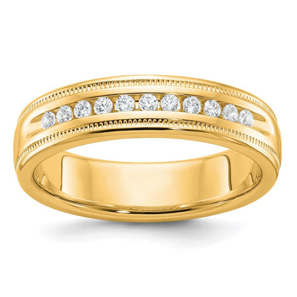 10K Gelbgold Ibgoodman Herren Poliert und Milgrain 11-stone 1/4 Karat A Qualität Diamant Ring
