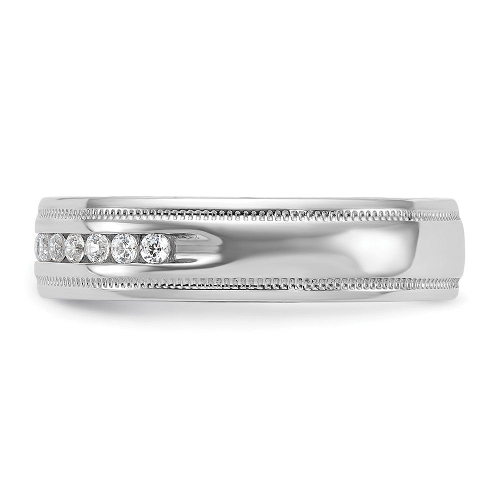 14K Weißgold Herren-Ring mit Milgrain-Rand und 0,25 ct. Diamanten
